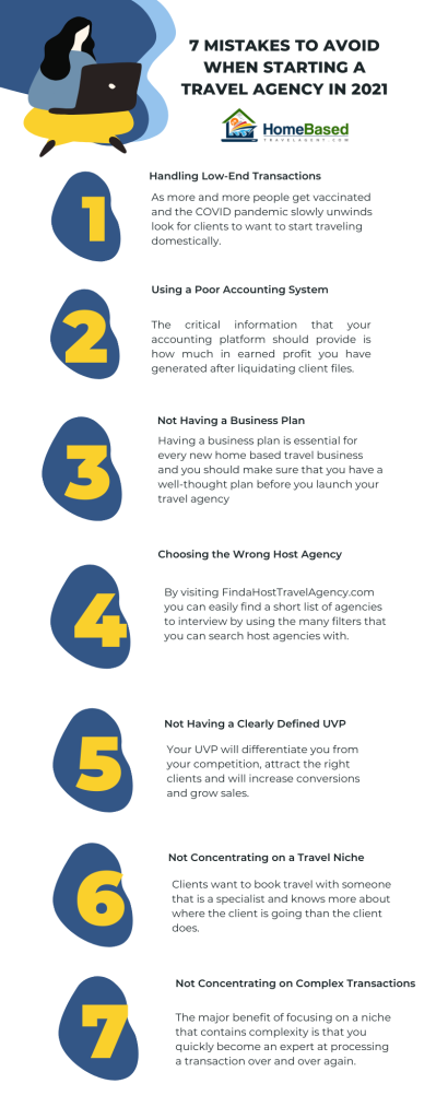 7 Mistakes to Avoid as a Home Based Travel Professional Infographic 