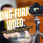 Camera on tripod recording presenter for long-form travel marketing video.